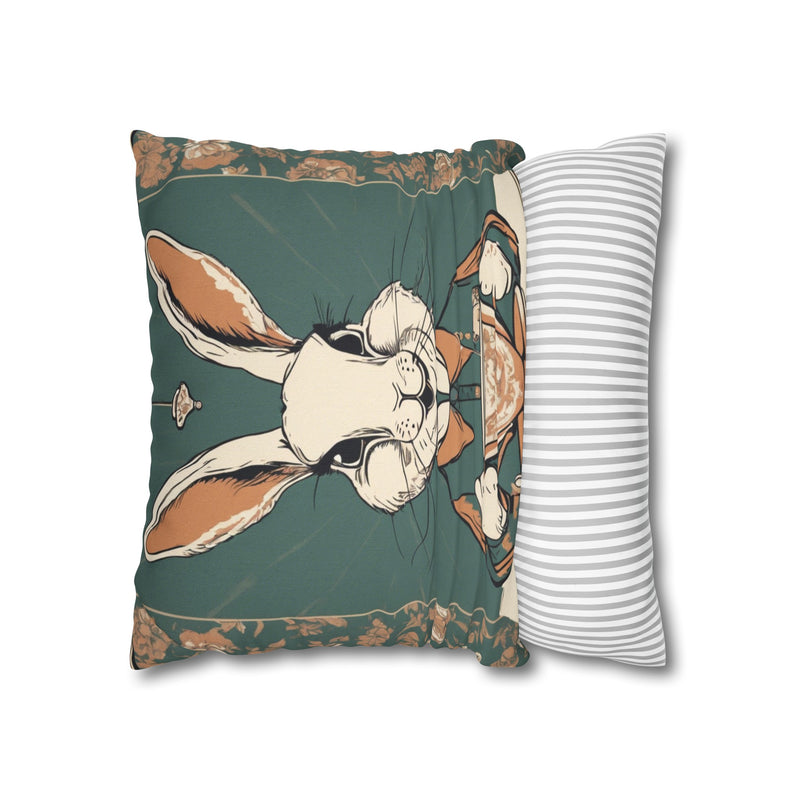 The Earl Grey Rabbit Green  Square Pillowcase