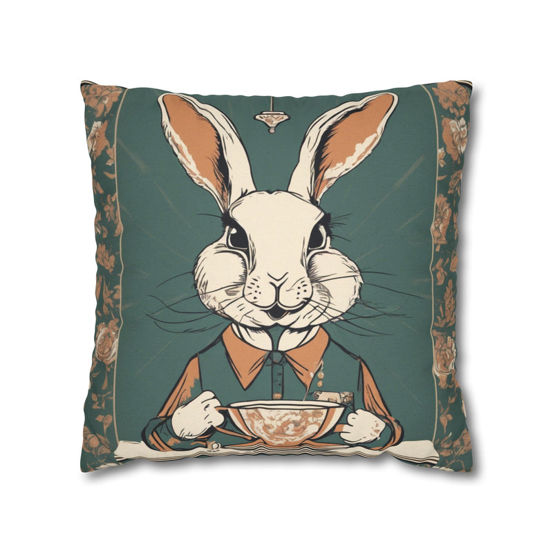 The Earl Grey Rabbit Green  Square Pillowcase