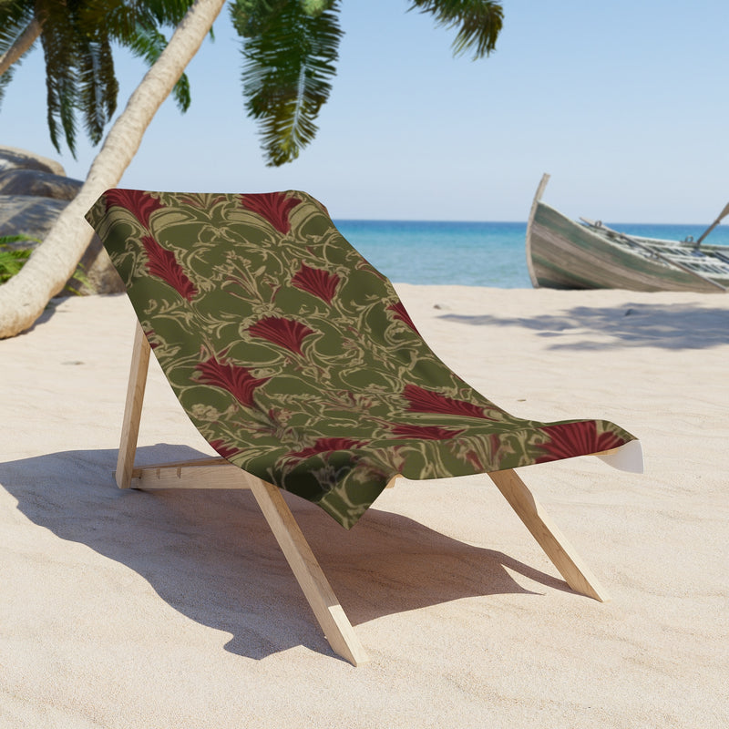 Red and Green Vintage Vibes Beach Towel