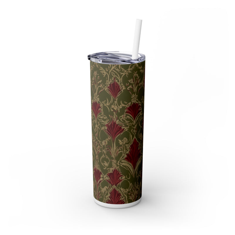 Vintage Green Tumbler with Straw, 20oz