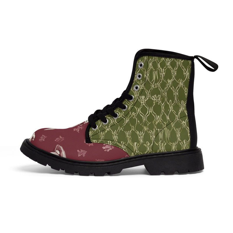 The Earl Grey Rabbit green and red Women's Canvas Boots