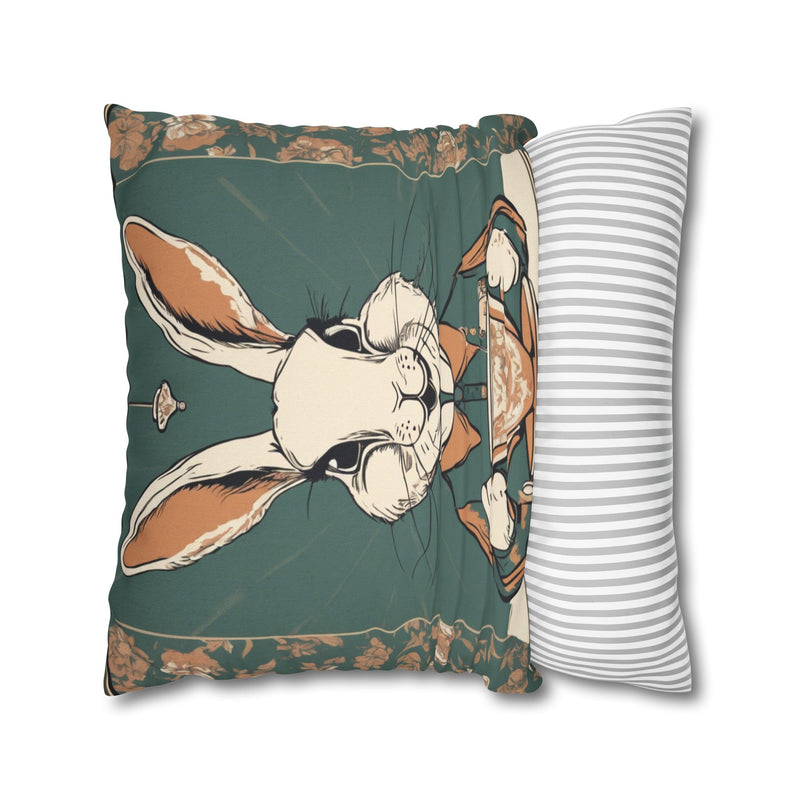 The Earl Grey Rabbit Green  Square Pillowcase