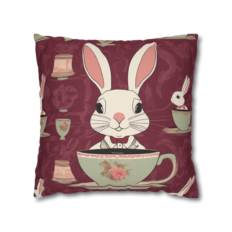 The Earl Grey Rabbit Red Large Print Square Pillowcase