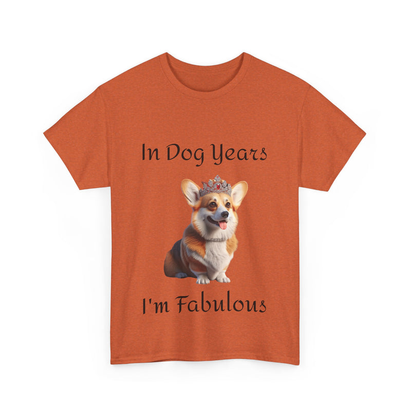 In Dog Years I'm Fabulous Corgi Unisex Heavy Cotton Tee