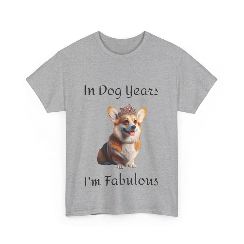 In Dog Years I'm Fabulous Corgi Unisex Heavy Cotton Tee