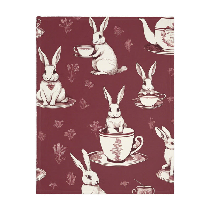 The Earl Grey Rabbit Red Velveteen Microfiber Blanket (Two-sided print)