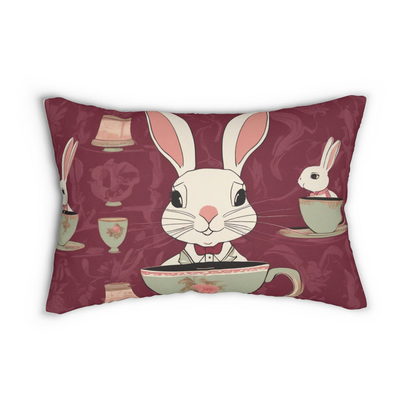 The Earl Grey Rabbit Red Large print Lumbar Pillow