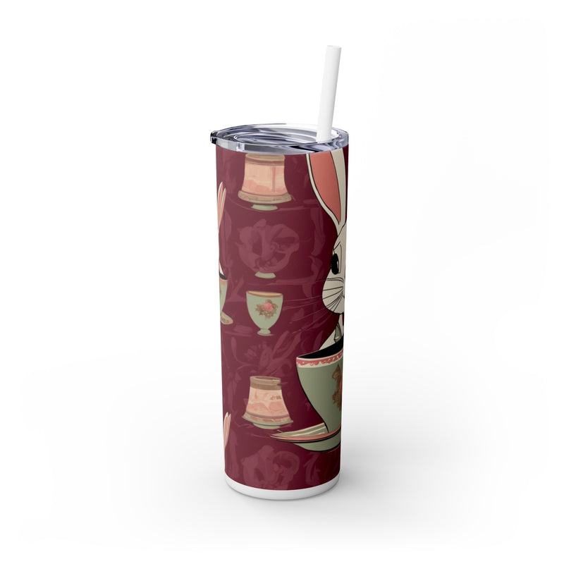 The Earl Grey Rabbit Red Skinny Tumbler with Straw, 20oz