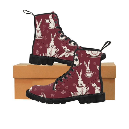 The Earl Grey Rabbit full Red Women's Canvas Boots