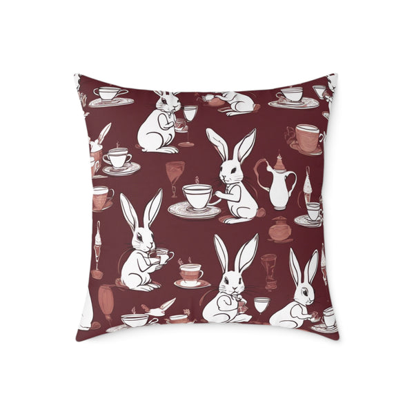 The Earl Grey Rabbit Red Pillow