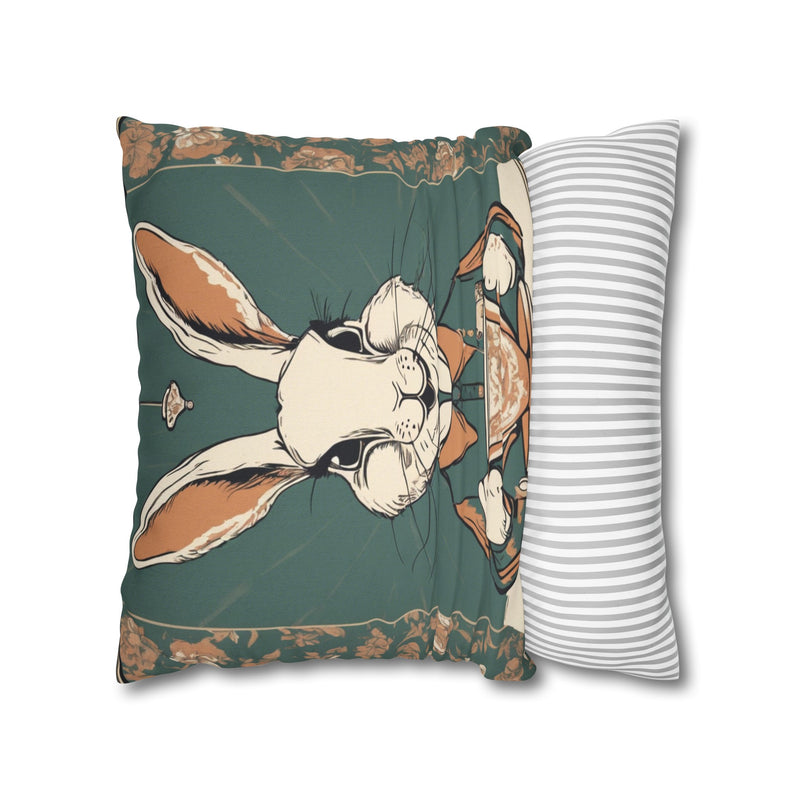 The Earl Grey Rabbit Green  Square Pillowcase