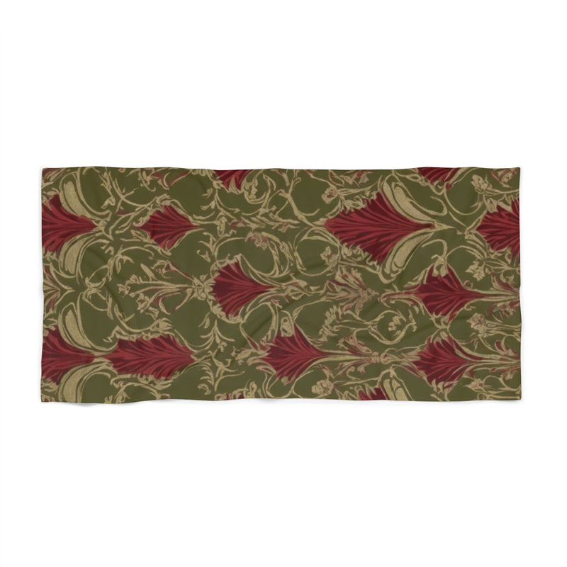 Red and Green Vintage Vibes Beach Towel