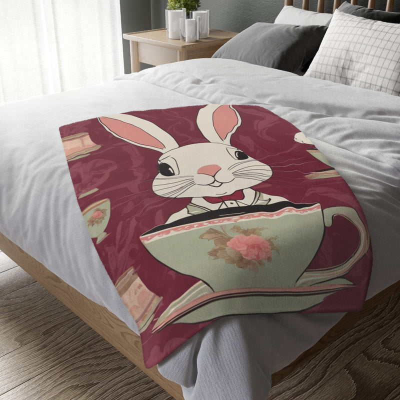 The Earl Grey Rabbit Red Velveteen Microfiber Blanket (Two-sided print)