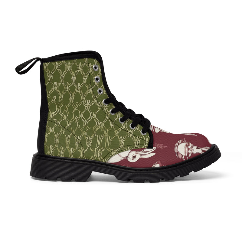 The Earl Grey Rabbit green and red Women's Canvas Boots