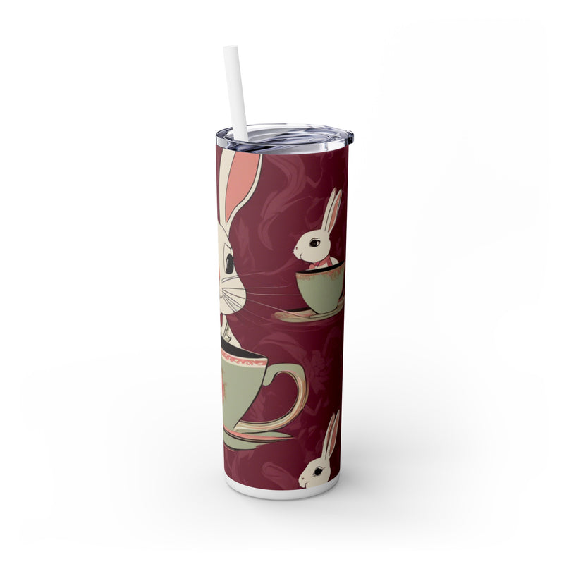 The Earl Grey Rabbit Red Skinny Tumbler with Straw, 20oz