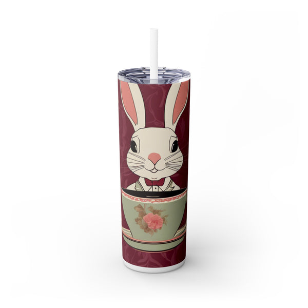 The Earl Grey Rabbit Red Skinny Tumbler with Straw, 20oz