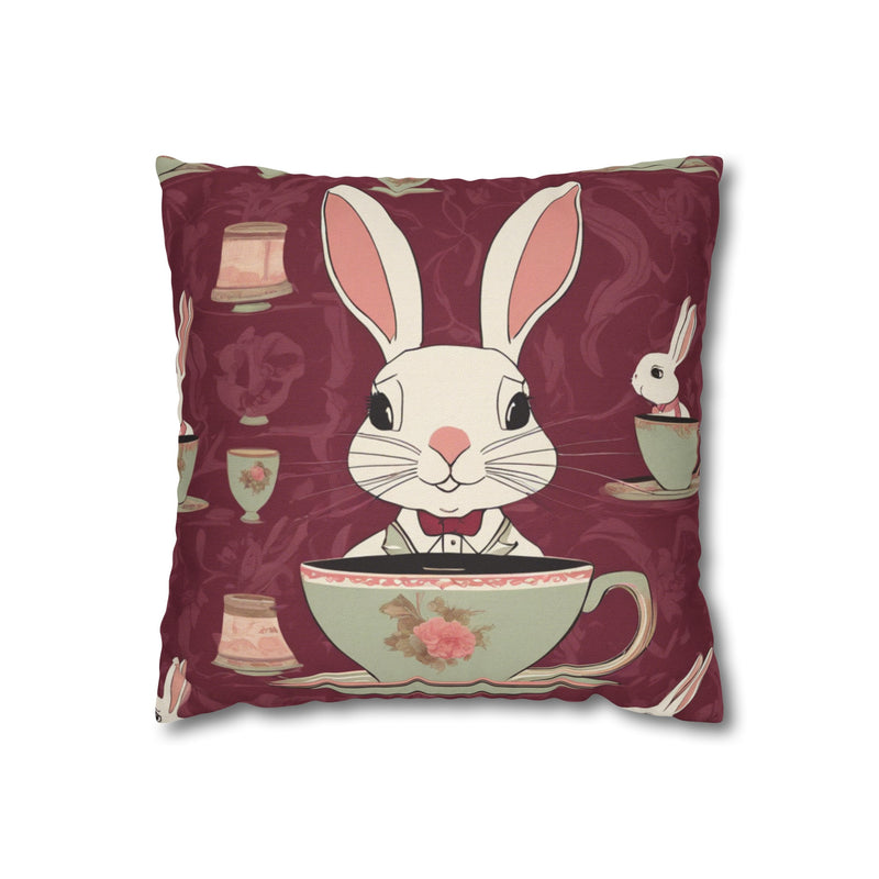 The Earl Grey Rabbit Red Large Print Square Pillowcase