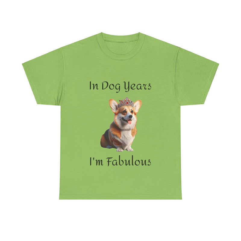 In Dog Years I'm Fabulous Corgi Unisex Heavy Cotton Tee