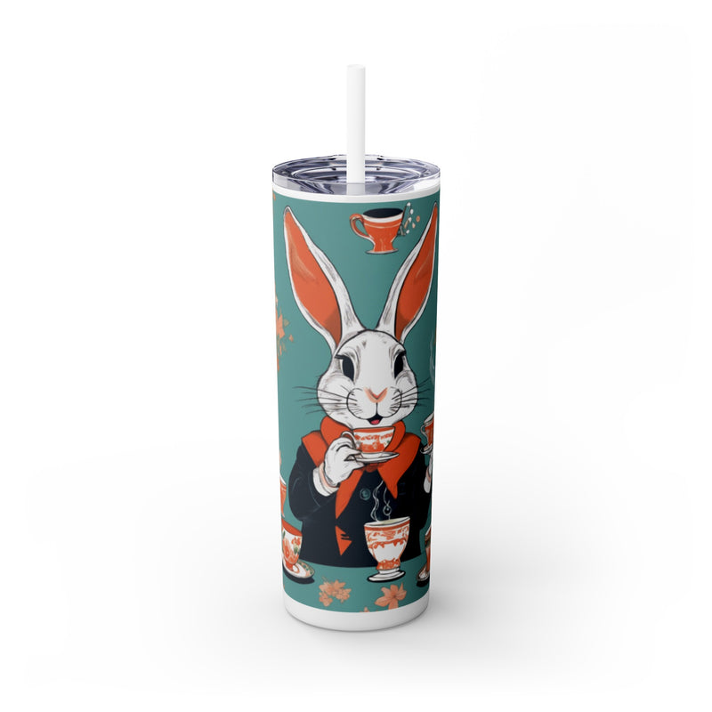 The Earl Grey Rabbit Skinny Tumbler with Straw, 20oz