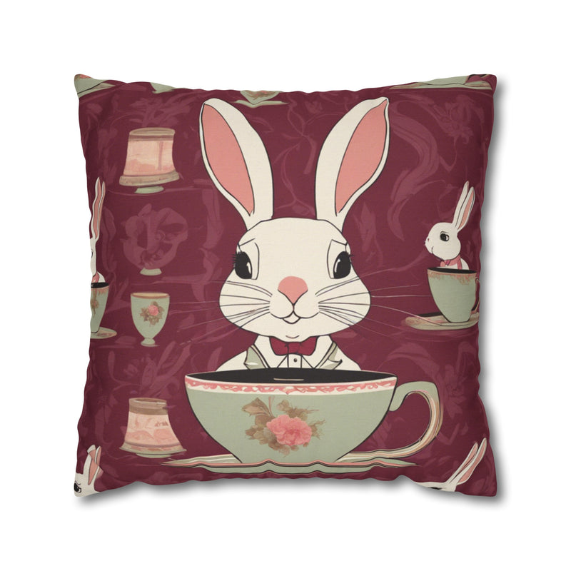 The Earl Grey Rabbit Red Large Print Square Pillowcase