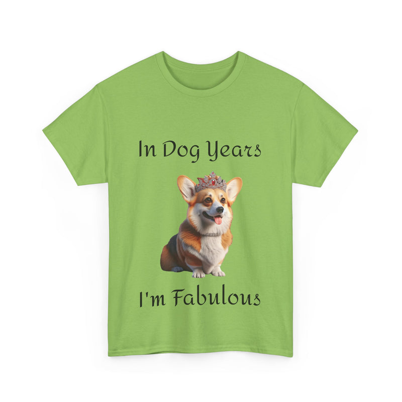 In Dog Years I'm Fabulous Corgi Unisex Heavy Cotton Tee