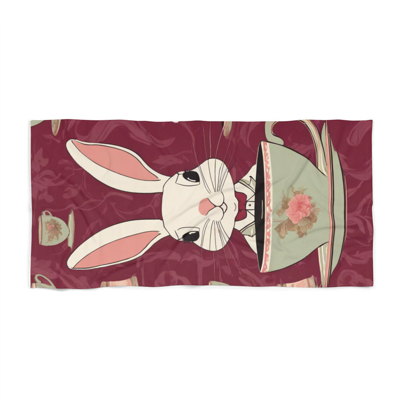 The Earl Grey Rabbit Red Beach Towel