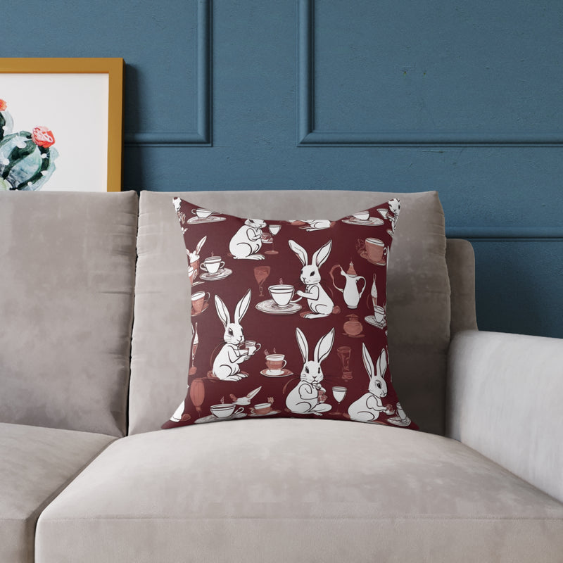 The Earl Grey Rabbit Red Pillow