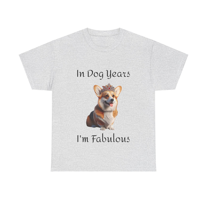 In Dog Years I'm Fabulous Corgi Unisex Heavy Cotton Tee