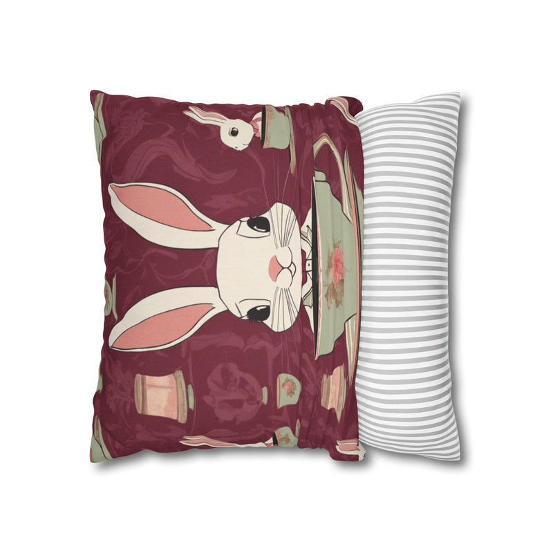 The Earl Grey Rabbit Red Large Print Square Pillowcase