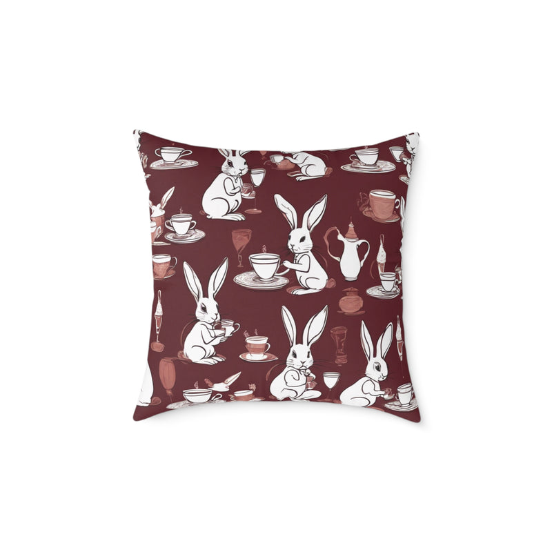 The Earl Grey Rabbit Red Pillow