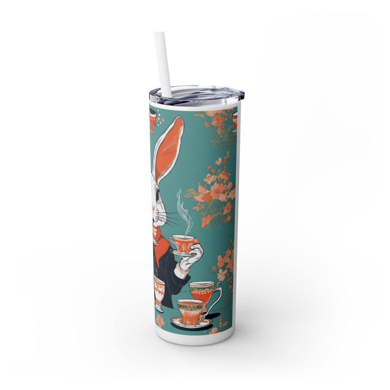 The Earl Grey Rabbit Skinny Tumbler with Straw, 20oz