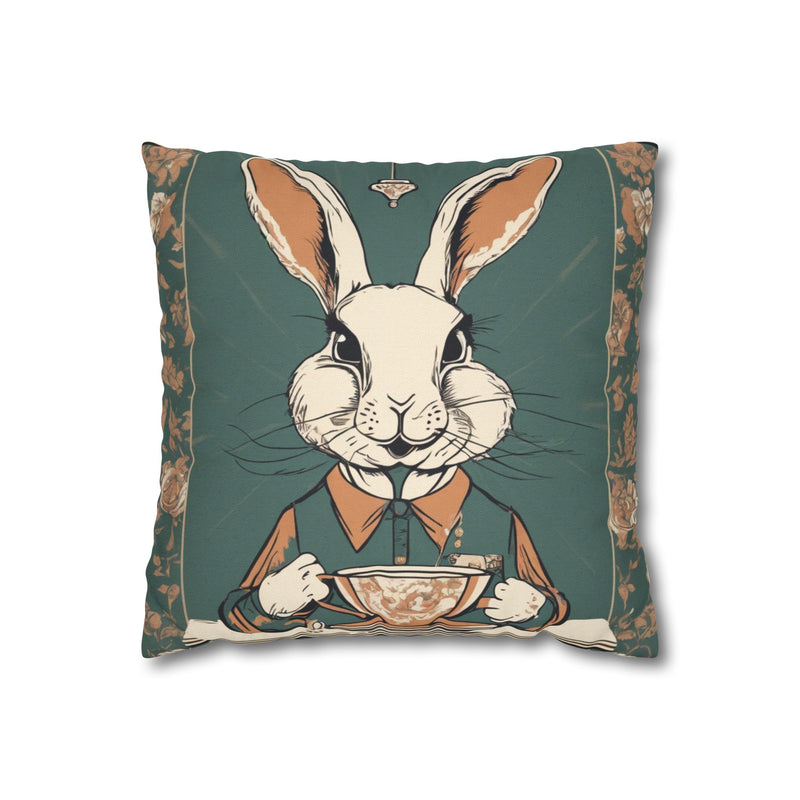 The Earl Grey Rabbit Green  Square Pillowcase