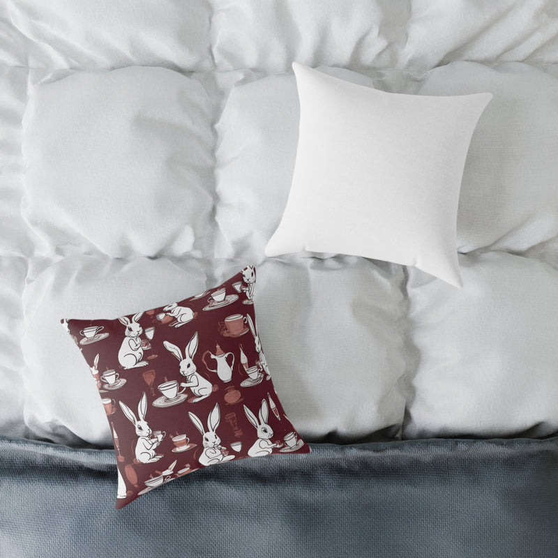 The Earl Grey Rabbit Red Pillow