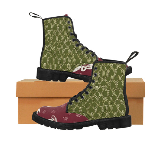 The Earl Grey Rabbit green and red Women's Canvas Boots