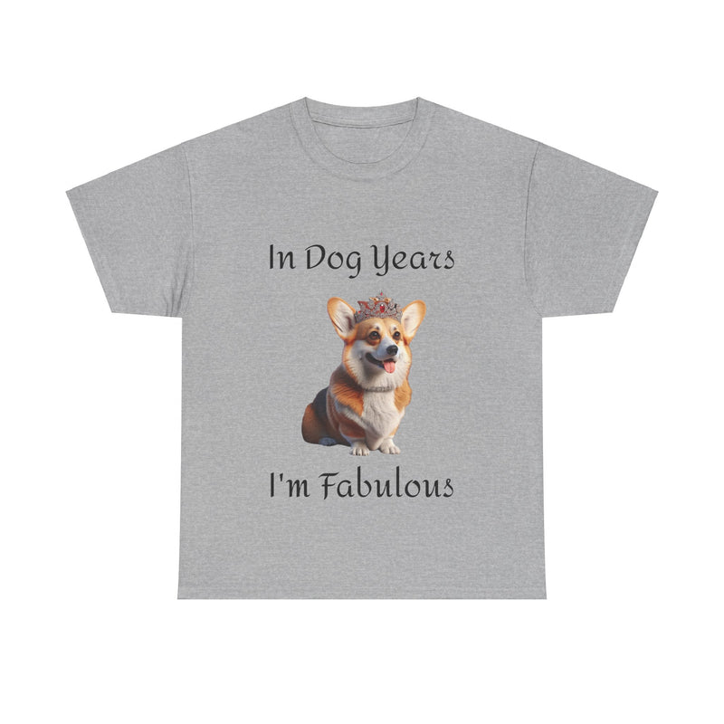 In Dog Years I'm Fabulous Corgi Unisex Heavy Cotton Tee