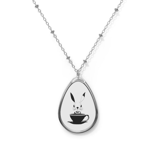 The Earl Grey Rabbit Logo Oval Necklace