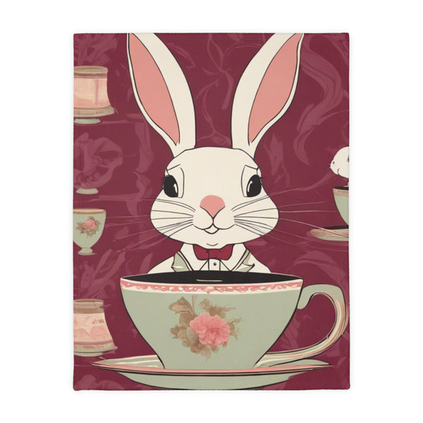 The Earl Grey Rabbit Red Velveteen Microfiber Blanket (Two-sided print)