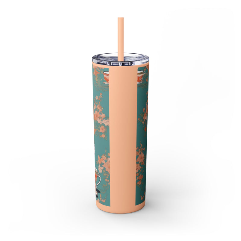 The Earl Grey Rabbit Skinny Tumbler with Straw, 20oz