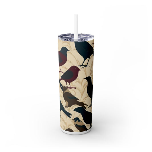 Birds Skinny Tumbler with Straw, 20oz