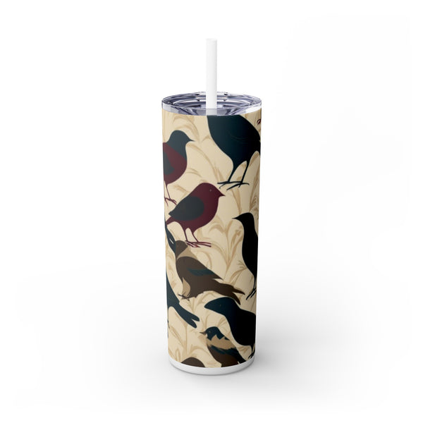 Birds Skinny Tumbler with Straw, 20oz