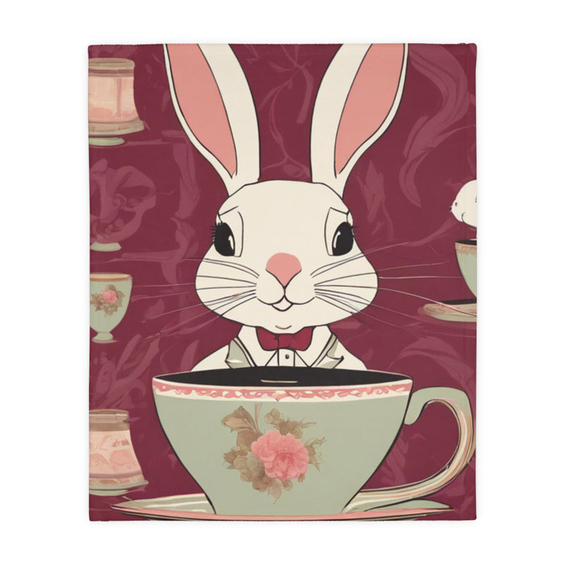 The Earl Grey Rabbit Red Velveteen Microfiber Blanket (Two-sided print)