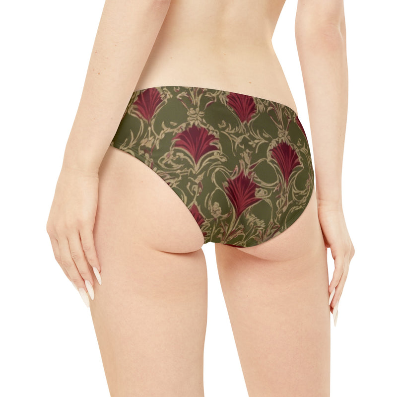 Vintage green and red Loop Tie Side Bikini Bottom (AOP)