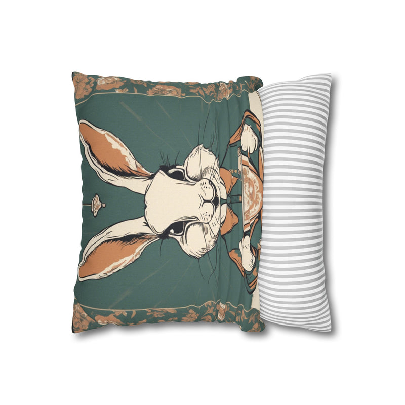 The Earl Grey Rabbit Green  Square Pillowcase