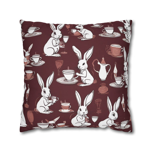 The Earl Grey Rabbit Red  Square Pillowcase