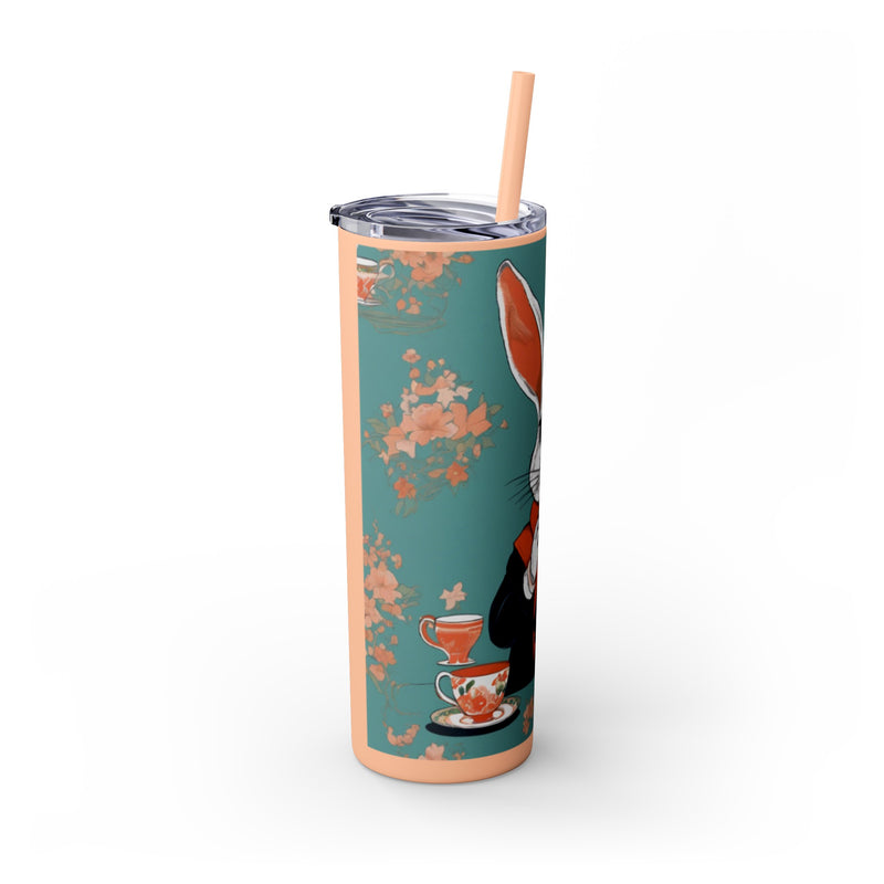 The Earl Grey Rabbit Skinny Tumbler with Straw, 20oz