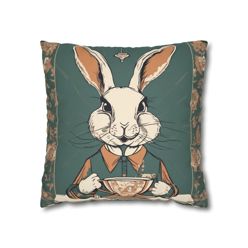 The Earl Grey Rabbit Green  Square Pillowcase