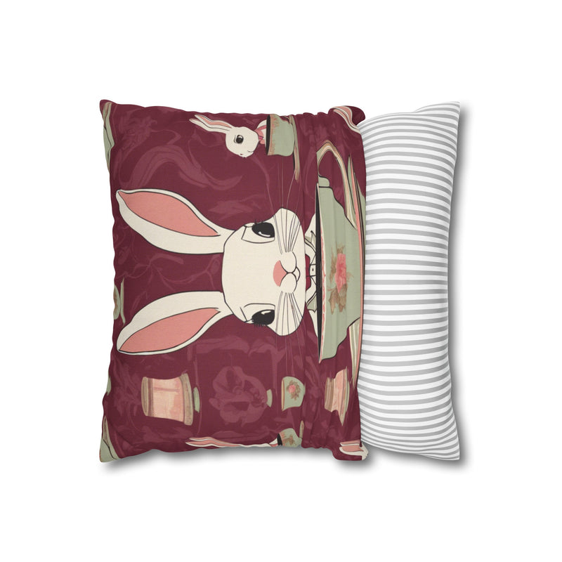 The Earl Grey Rabbit Red Large Print Square Pillowcase