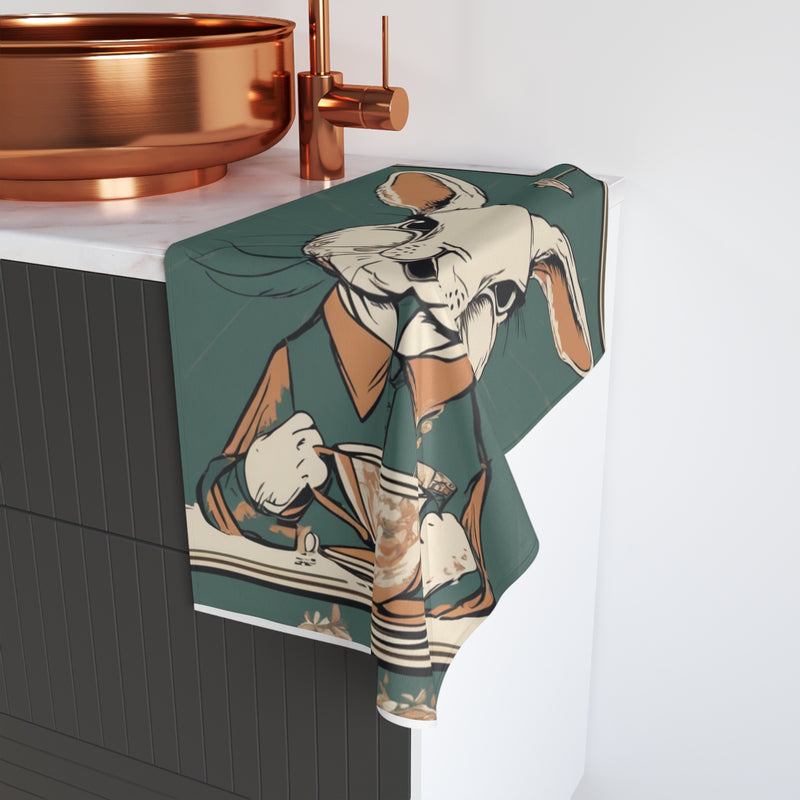 The Earl Grey Rabbit Green Hand Towel