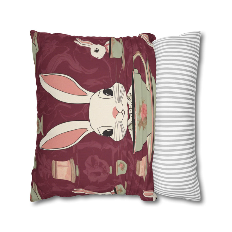 The Earl Grey Rabbit Red Large Print Square Pillowcase