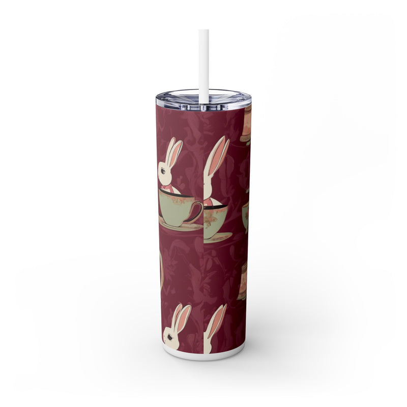 The Earl Grey Rabbit Red Skinny Tumbler with Straw, 20oz